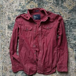 American eagle  Men's Red Striped Shirt